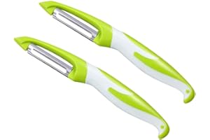 Aiqeer 2 Pièces Éplucheurs Multifonction Droit, Éplucheur de Légumes, Éplucheur de Fruits, Éplucheur Pivotant, Éplucheur Rotatif, Éplucheur de Carottes, Éplucheur de Pomme de Terre (Vert)