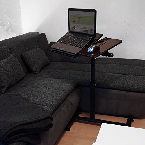 Relaxdays Laptoptisch h  henverstellbar  Laptopst  nder Holz  mit Rollen  drehbar  HxBxT  95 x 60 x 40 5 cm  schwarz