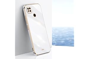 ATISIJIE Funda para Xiaomi Redmi 10A Carcasa, Frontera de Oro Carcasa, Moda Galvanoplastia Ultra Fina TPU Suave Flexible Case Anti-Choques y Anti- Arañazos Case Blanco