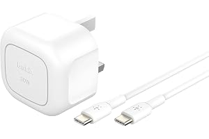Belkin BoostCharge 30W Mini Wall Charger, USB-C Fast Charging, Travel-Friendly, Compatible with Apple iPhone, Samsung Galaxy, iPad, AirPods, Tablets and More, Comes with USB-C to USB-C Cable