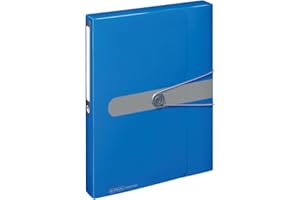 Herlitz® Easy.Orga Teczka na dokumenty A4 z gumką Rysunkowa | Grzbiet 4cm | Folder Organizer Ochrona Zabezpieczenie | Praktyczna etykieta | Elastyczna okładka z PP | Biuro Szkoła Studia | Niebieska