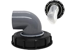 KATSIRO Filtro de Tapa IBC, Filtro de Agua de Lluvia de Nailon, 163 mm, Lavable con Tapa para depósito de Agua de Lluvia IBC Negro (90°)