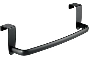 INTERDESIGN iDesign 57287 Axis Towel Rack, Towel Holder, Over Door Towel Bar, Metal, Matte Black, Small