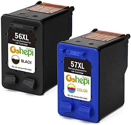 Gohepi 56XL 57XL Remanufactured HP 56 57 Ink Cartridges 2-pack Black/Tri-Colour for HP Deskjet 9680gp 5150 5550 450CBi 450Ci, HP Photosmart 7260 7350 7450xi 7660 7760 7762 7762w, HP Officejet 4212 4215 4255 5610 5615 6110, HP PSC 1210 1215 1216 1315 2105 2110 2175 2210
