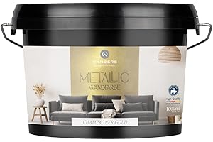 ‎WANDERS24 Wanders Metallic Wandfarbe Champagner-Gold (1 Liter) moderne Metallic Effekt Wandfarbe in 9 exklusiven Farbtönen, Effektfarbe innen für Zuhause, Made in Germany