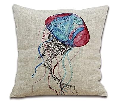Elviros Coton Lin Blend Décoratif Housse de Coussin 45x45 cm [ 18x18'' ] - Méduse