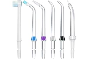 Tiardey 6 Puntas de Repuesto para Hilo Dental Waterpik, Cabezales de Repuesto para Hilo Dental, irrigador Oral de Repuesto (Azul, Morado; Negro; Blanco)