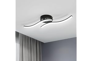 Goeco Plafonnier LED, 12W 1300LM Lampe de Plafond Moderne en Acrylique, 6500K Lumière Blanche Froide Lustre Intérieur Luminaire Plafonnier Noir pour Chambre à Coucher, Salon, Cuisine