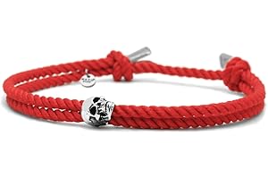 Nato Cuff - Srebrna bransoletka z czaszką - Milanese Silk Cord - Ręcznie wykonana we Francji biżuteria męska i damska, Adjustable size, Srebro szterlingowe