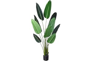 ‎FOPAMTRI Fopamtri Künstliche Paradiesvogel-Baumpflanze in Topfhöhe 160cm Tropische grüne künstliche Palme für Innen- oder Außendekoration