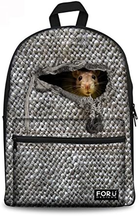 Injersdesigns Cute Little Mouse Hawk Cat Pet Print Backpack Teen Back to School Book Bag