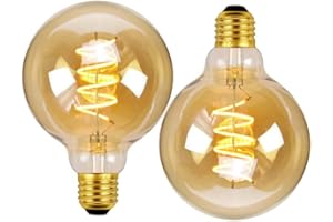 Gokoly LED E27 Vintage Light Bulbs, Edison Large Screw LED Filament Bulb 4W Globe Spiral LED Bulbs Decorative Light Bulbs Old Fashioned Bulbs, Warm White 2200K, 40W Equivalent, Pack of 2