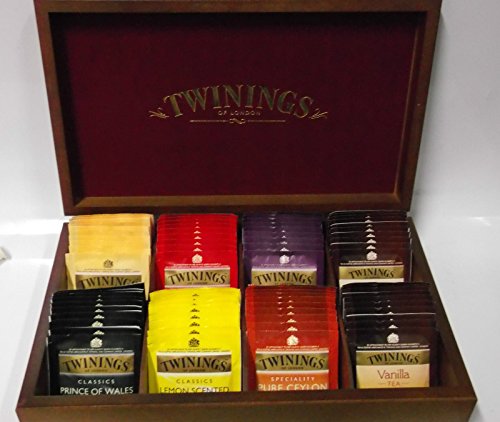 SCATOLA BOX REGALO IN LEGNO TÈ TWININGS ASSORTITI BREAKFAST GREY CEYLON 80 b