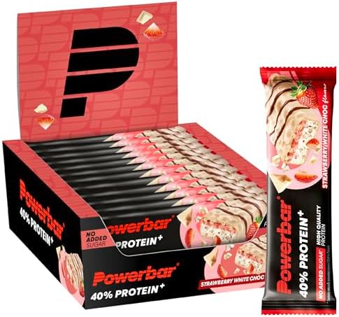 Powerbar - 40% Protein+Crisp - Strawberry White Choc - 12x40g - Barretta ad alto contenuto proteico - Basso contenuto di zuccheri