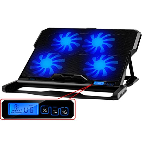 eletecpro Laptop Externe Kühlung Kühler Lüfter Pad mit LCD-Display für 30,5–39,6 cm Gaming Notebook Computer CPU Cool Air Hitze, fünf ganz Fans 2500RPM + starker Wind Speed für Spieler Home Office