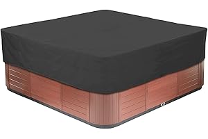 LDIW Outdoor Square Hot Tub Cover 210D Oxford Fabric Garden SPA Bath Pool Cover Waterproof Dustproof Anti-UV Multiple Sizes to Choice,Black,218x218x50cm