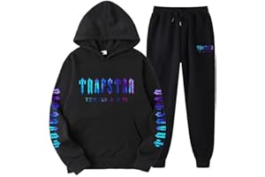 XUEQINGDE Tuta Trapstar Uomo Donna,2 Pezzi Trapstar Tuta Jogging Sportiva Set Autunno Inverno Completo Trapstar Ricamata Shooters In Pile Unisex