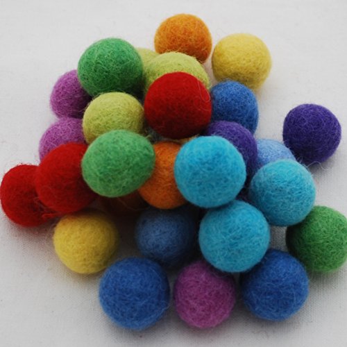 Oriental Direct100% Wool Felt Balls 2cm - 30 Count - Rainbow Mix