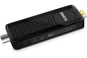 Smartix Atlantis DH12 Decoder TV Digitale Terrestre DVBT e DVBT2 HD STICK, MPEG-2, MPEG-4/H.264, HEVC/H.265 Porta USB IR Estender Telecomando, Nero