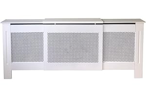 Jack Stonehouse JSH Radiator Cover Traditional Diamond MDF Wood | White Adjustable Lattice Cabinet | Width 141-205cm x Height 82.7 x Depth 20.5cm
