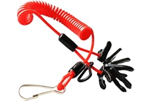 PMTFUMY Universal Boat Engine Kill Switch Lanyard,Emergency Stop Tether with 7 Keys (Waterproof Safety Cord for Outboard Motors & Jet Skis)
