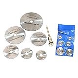  Juego de 7 piezas de mini HSS de acero circular hoja de sierra herramienta giratoria para cortador de metal Dremel, juego de herramientas de corte de madera, discos de taladro