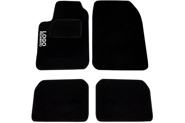 Rebeca Shop® Tapis de voiture compatibles pour Clio en moquette noire | Tapis adaptables | Logo brodé seuil de porte renforcé