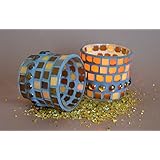 Handgefertigtes WINDLICHT BRAUN ORANGE 7,5 CM HOCH