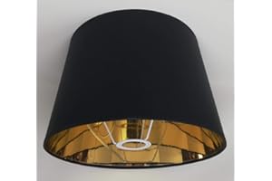 ARG LIGHTING 30 cm Abat-jour , Tissu Noir avec Doublure Dorée, Fait à la Main, pour Lampe de Table, Lampadaire