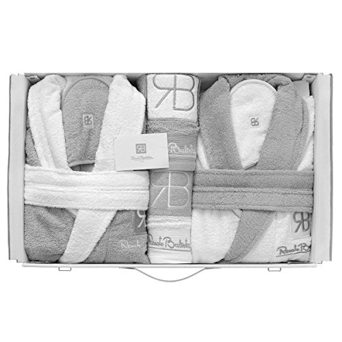 Completo bagno Renato Balestra 13 pz mod. Tina Uomo&Donna Spugna di cotone Q073 BIANCO-GRIGIO