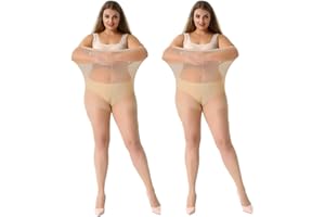 MANZI Women's 2 Pairs Plus Size Control Top Ultra-Soft Tights