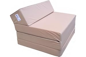 Natalia Spzoo materac fotel składany 200 x 70 x 10 cm na podłogę dostawka dla gości piankowy do auta ze zdejmowanym pokrowcem (Beżowy 1009)