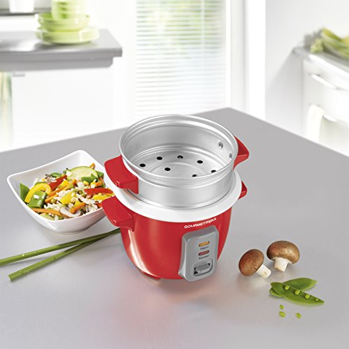 GOURMETmaxx Reiskocher mit Dampfgaraufsatz 400 ml 200 W in Rot - 6