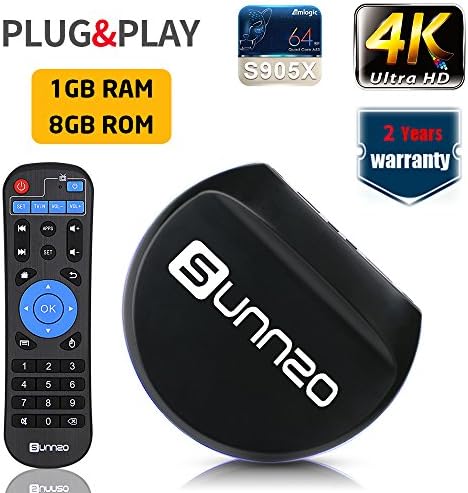 (2017 New Arrivals) SUNNZO 4K Android 6.0 Smart TV Box/Streaming Device for TV with LED Amlogic Quad Core 64 Bits 1GB+8GB eMMC,Wifi,H.265