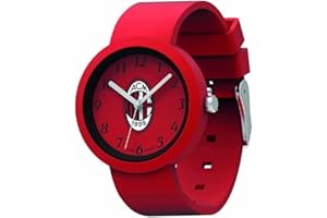 Seven Orologio AC MILAN Calcio - Orologio da Polso Analogico al Quarzo - Nero e Rosso, in Confezione Regalo - Cinturino in Silicone