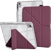 UnDePlus iPad 11.Nesil A16 11in&ccedil;/10.Nesil 10.9in&ccedil; ile uyumlu Kılıf Mika Trifolding Şeffaf Kalem B&ouml;lmeli 27-Wine Red