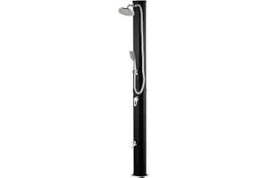 DIRKS-TRAUMBAD Gartendusche Aussendusche mit Handbrause 35 Liter 20cm Duschkopf Antikalk Noppen Fußdusche Tank Solardusche Garten mit Regler Pool Dusche Aussen Warm Kalt Energie sparen SCHWARZ