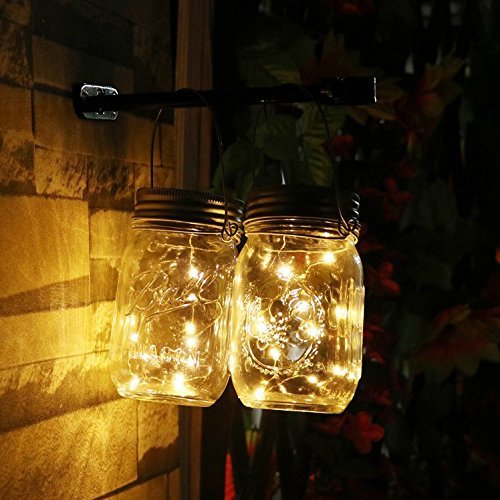 Solar Mason Glas Licht, Sonnen Mason Glas Deckel einlegen und helle Schnur, Mason Jar Glas LED Solar Licht sieben verschiedene Farben, Es kann ganzjährig im Freien benutzt werden (1 Packung,Warmweiß) - 2