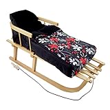 a) Holzschlitten aus Buchenholz incl. Rückenlehne und Zugseil