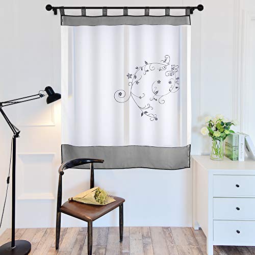 laamei Visillos Bordado para Ventanas Voile Cortina Translúcidas con Bordado Floral Decoración para Ventanas Habitaciones Dormitorios Salones, 1 Pieza, 140cmx175cm