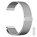 Produktbild MetoU 18mm Uhrenarmband, verstellbare Milanese-Schleife Edelstahl-Ersatzschnellverschluss-Magnetverschluss für Fossil Q Tailor Smart Watch Herren Damen (Silber, 18mm)