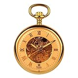 Royal London Gold S. Mechanische Skelett Taschenuhr aus Stahl