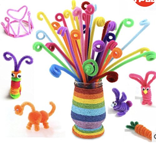 300 Stück Pfeifenreiniger DIY Pfeifenreiniger Set, 15 Farben und mit 100 Wackelaugen als Geschenken - 2