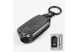 ontto Etui na kluczyki samochodowe ABS pasuje do Kia Stinger GT CK K9, K900, 2018, 2019, 2020, 2021, etui na klucze, etui ochronne, pudełko na klucze, 3 przyciski, włókno węglowe, czarne