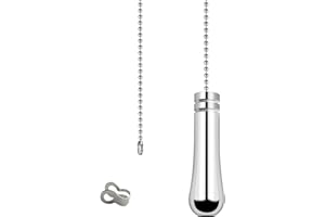 KingYH Bathroom Light Pull Cord Handle Chrome Cylindrical Pendant Extension Bathroom Toilet Light Ceiling Fan Switch (Chain, 85CM)