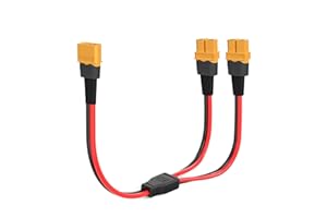 ELFCULB XT60 Y Splitter, 12AWG XT60 1 Macho a 2 Hembra Cable Conector para UAV Phantom Quadcopter RC Coche (30cm)