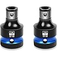 BLACKROBOT 2PCS Impact Bit Holders 1/2 Inch Square Drive to 1/4 Inch Hex Socket Adapter for Impact Wrench