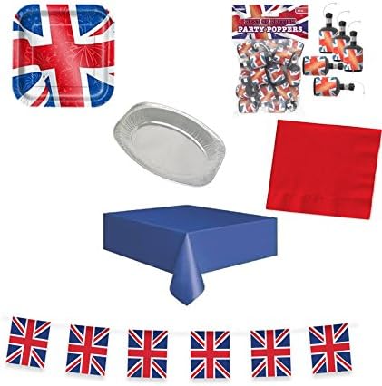 Queens Birthday Party Celebration, Union jack patriotic themed Party Decorations Tableware and Accessories party pack for 16 people