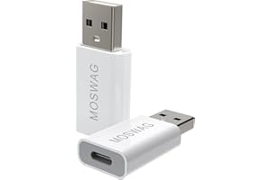 MOSWAG USB C Female to USB Male Adapter Pack of 2, USB C to USB Adapter White Compatible with Apple MagSafe Charger,iMac,MacBook Pro,MacBook,Laptops,PC,Computers and More