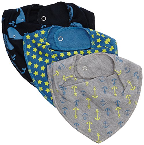 Pippi Baby-Boys Printed Bib (Pack of 3), Vallarta Blue, One Size